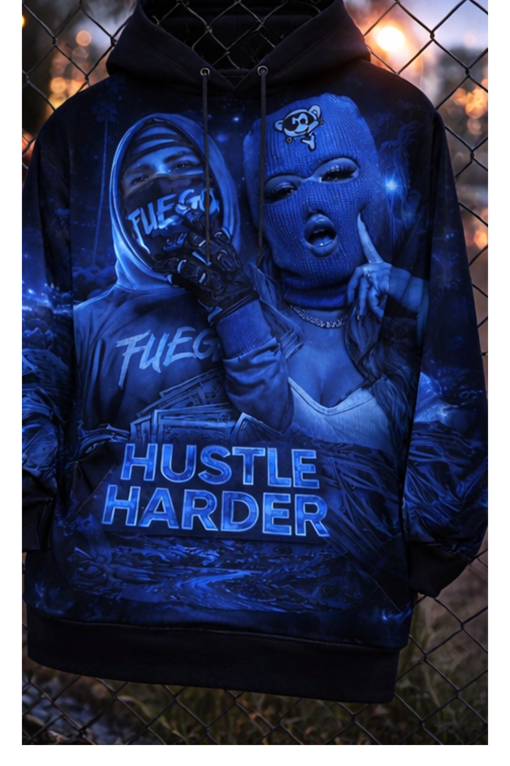 Monarch Pressure "Hustle Harder" Graphic Hoodie (Blue Edition)