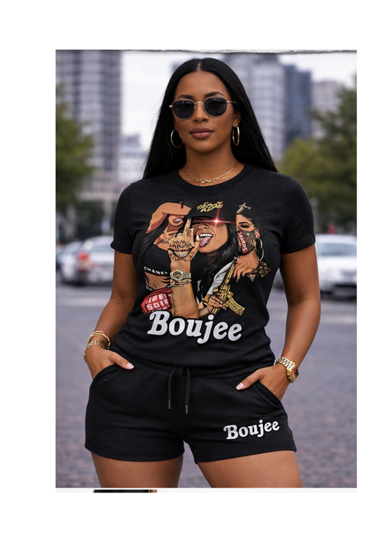 Monarch Pressure "Boujee Energy" Black T-Shirt & Shorts Set