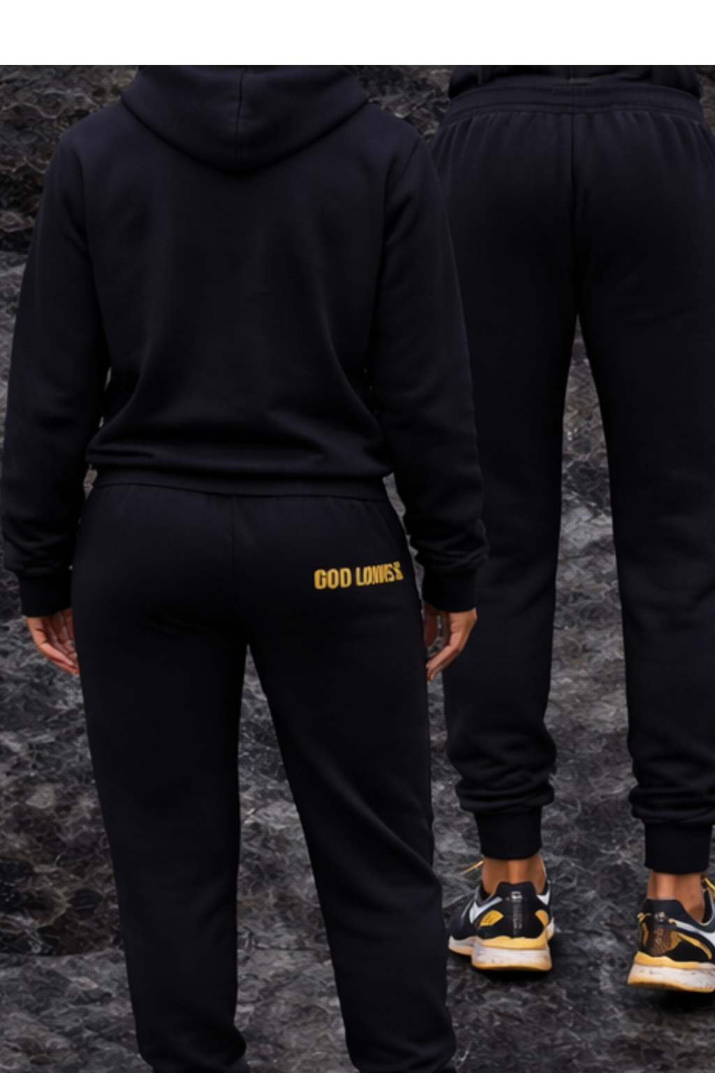 Monarch Pressure Black & Gold "God Loves You" Hoodie & Jogger Set