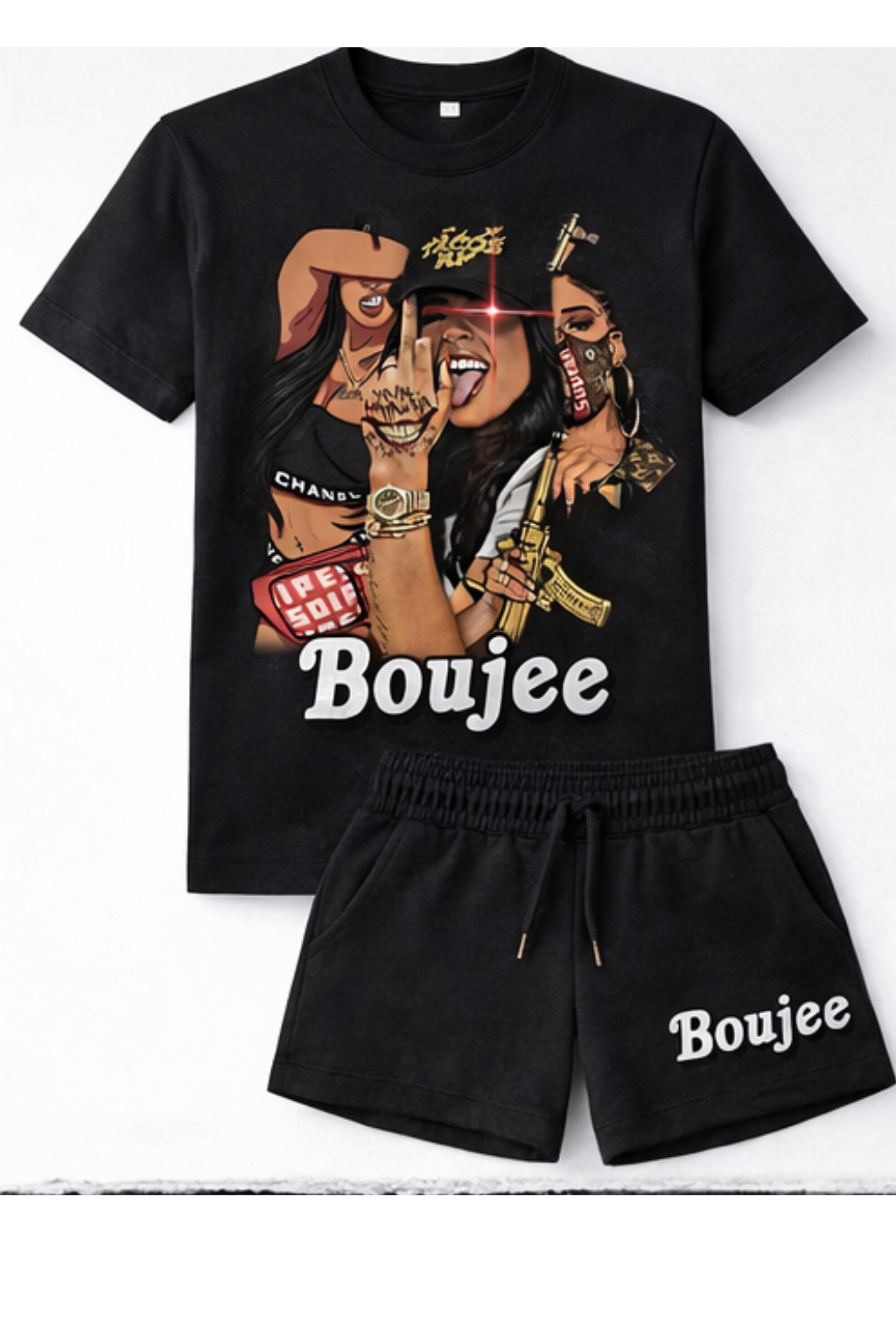 Monarch Pressure "Boujee Energy" Black T-Shirt & Shorts Set