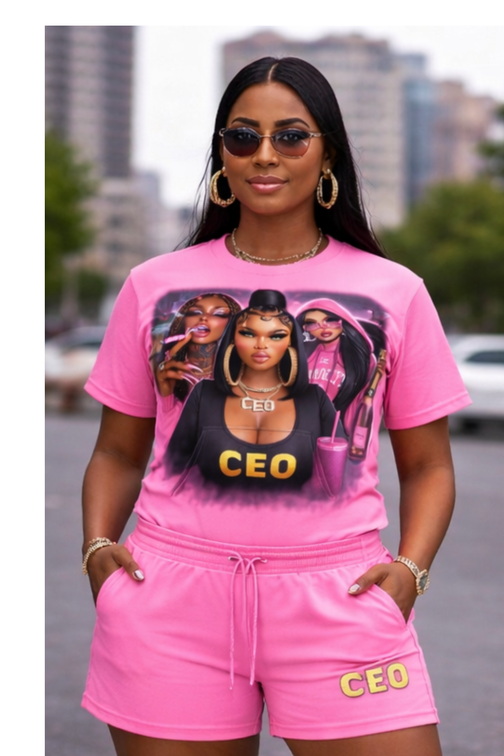 Monarch Pressure Pink "CEO Energy" T-Shirt & Shorts Set